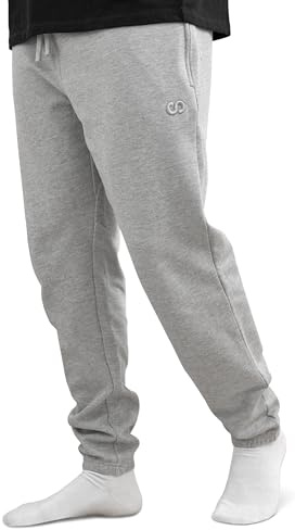 Snocks Jogginghose Herren – Bequeme Sporthose mit Reißverschlusstaschen & kuscheligem Innenfutter – Stylische Laufhose aus 100 % Bio-Baumwolle – Ideal für Freizeit, Training & Alltag XXL Grau