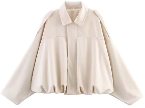 ABEHIK Damen Stillvoll Blouson Jacke Langarm Herbstjacke Übergangsjacke Lässige Sweatjacke Kurze Bomberjacke für Frauen
