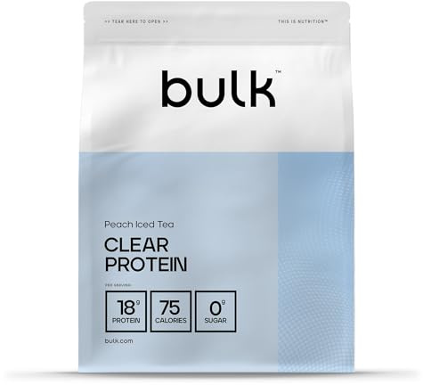 Bulk Clear Protein | Whey & Collagen Blend | 1600 g | 80 Servings | 18g Protein | 5g BCAAs | Fast Absorption | Supports Muscle Growth | Refreshing Flavoured Drink | Peach Iced Tea