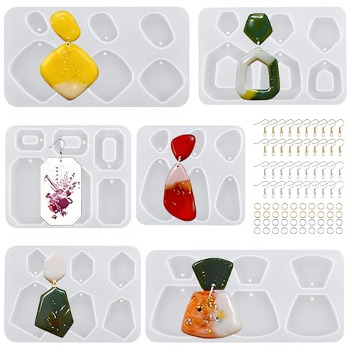 Waitamo Epoxidharz Formen, 6Pcs Ohrringe Gießformen Silikon