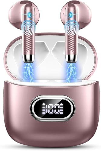 Wireless Earbuds, NEW Mini Bluetooth 5.4 Headphones In Ear with Deep Bass | 4 ENC Mics for Clear Calls, 42H, 3g Lightweight Ear Buds, LED Display/USB-C/IP7 Earphones for Sport, Android iOS, Drsaec