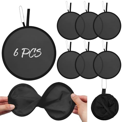 Namalu 6 Pcs Folding Hand Fans, Round Portable Foldable Handheld Fans for Summer Parties, Wedding Favours, Party Bag Fillers, Festivals, Outdoor Games, Black Design