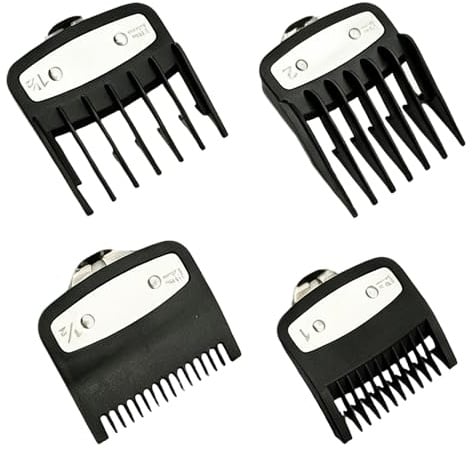 Clipper Aufsätze 1,5, 3, 4,5, 6 mm, 4 Stk Haarschneidemaschine Aufsätze, Haarschneider Aufsatz für Wahl Cordless Magic Clip, Haar Clipper Guide, Trimmer Aufsätze Schwarz