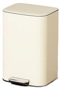 GLigeT Largement utilisé Poubelle avec couvercle, 60 L, en acier inoxydable, pédale et fermeture amortie du seau intérieur(Blanc)