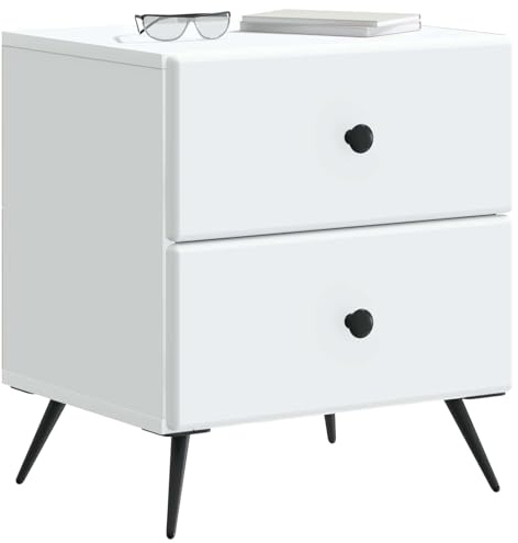 vidaXL Nachttisch 2 pcs Weiß 43 x 34,5 x 47,5 cm Holzwerkstoff, Geräumiger Nachttisch, rechteckiger Beistelltisch, modernes Schlafzimmermöbel, praktische Ablageflächen, Akzente im Raum