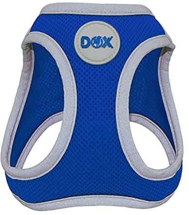 DDOXX Reflektierendes Airmesh Step-In Hundegeschirr - Verstellbare Brust Welpengeschirr für alle Größen - M (Blau)