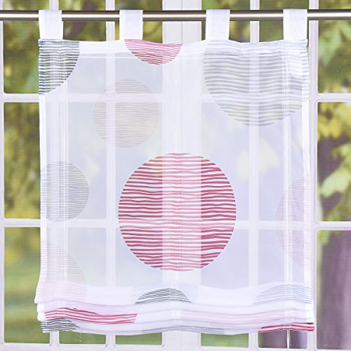 SCHÖNER LEBEN. Faltrollo Raffrollo Stoffrollo Digitaldruck Kreise Rose 60x140cm