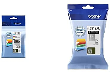 Brother Original Tintenpatronen LC-3219XL im Value Pack (schwarz, cyan, magenta, gelb) (für Brother MFC-J5330DW, MFC-J5335DW, MFC-J5730DW, MFC-J5930DW) & Original XL-Tintenpatrone LC-3219XLBK schwarz