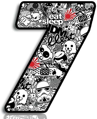 Biomar Labs® Adesivo Sticker Numero Racing 7 Gara DC Sticker Bomb Auto Moto Cross Rally Sport Tuning N 347