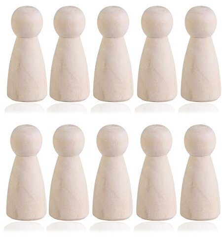 Artibetter Biegepuppen 10 Stück Holzpflock Puppen unvollendet unbemalte Holzpflock Menschen Holzpuppenkörper zum Basteln Weihnachtspuppen Schnitzholz Groß