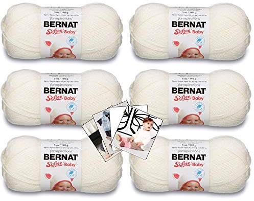 Bernat Softee Baby Yarn - 6er-Pack mit Mustern (antik-weiß).