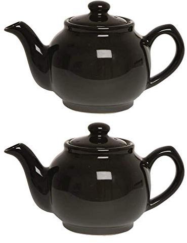 Price & Kensington Traditional Ceramic Tea Serving Teapot 6 Cup Black (Pack of 2)