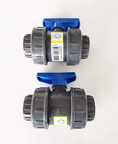 Lot de 2 Vannes modèle 2020 Interplast 32mm à coller double union démontable 3,2cm / 32 mm PN16 PVC PRESSION