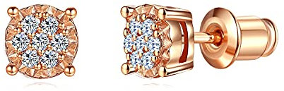 Rose Gold Sparkling CZ Stud Earrings for Women