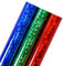Holijolly Schneeflocke holografisches Geschenkpapier - Rot/Blau/Grün Regenbogenfarben für Weihnachten, Geburtstag, Urlaub, Babypartyverpackung - 3 Rollen (43 x 305 cm pro Rolle)