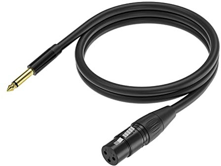 Yinker 3m XLR auf Klinke 6,35mm Female Mikrofonkabel Stereo 1/4 Zoll TRS Buchse auf XLR Stecker für Gitarre, Lautsprecher, Verstärker, Bühne, DJ