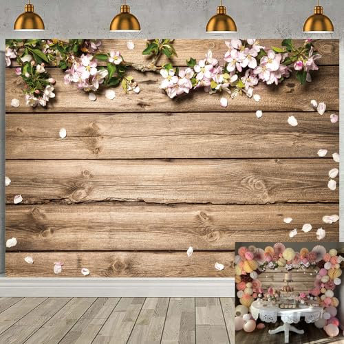 BUTEN 7x5FT Fleur Fond Mur Plancher en Bois Photographie Fond Feuille Verte Rose Pétale Photographie Fond Nouveau-Né Bébé Photographie Accessoire Photo Studio Prop