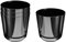 KORAD Set di 4 vasi con sottovaso di diametro 16 cm modello 088 - Nero Lucido; glamour; moderno, alta brillantezza, stile classico, rustico, loft, per piante, erbe, fiori e composizioni vegetali.
