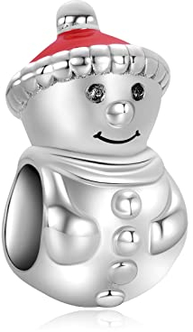 Annmors Christmas Snowman Charm 925 Sterling Silber Schneemann und Weihnachtsmütze Charms für Europäische Armbänder Halsketten Weihnachts Schmuck für Damen