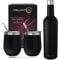 CHILLOUT LIFE Stainless Steel Wine Tumblers 2 Pack 12 oz & 1 Insulated Wine Bottle - Double Wall Vacuum Insulated Wine Cups with Lids and Straws Set - Black