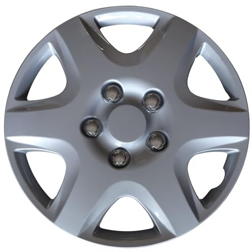 AUTOZOCO Tapacubos universales, Juego de 4 Tapacubos, Aptos para Coche, Furgoneta, ABS Resistente a Fuertes Impactos, con Anillo sujeción Ajustable, Diseño Ibiza, 15 Pulgadas