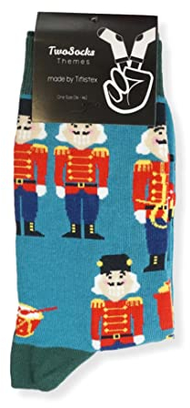 TwoSocks Weihnachtssocken Nussknacker Figur Weihnachtssocken Damen und für Herren Weihnachtssocken Unisex One Size (Nussknacker)