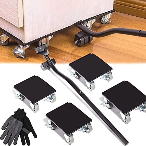 Rodillo Transporte Muebles, Elevador Muebles con Capacidad Carga 800 Kg Y Revestimiento Antideslizante Herramienta Mudanza Muebles Alta Resistencia con 4 Carros 1 Elevador 1 Par Guantes