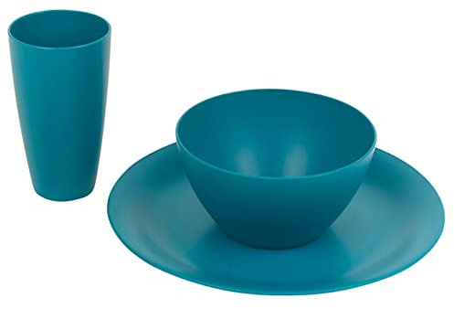 URBN-CHEF 12/24x Unbreakable Reusable Coloured Plastic Soup Cereal Bowls Cutlery Tableware (Teal, 12 Piece)