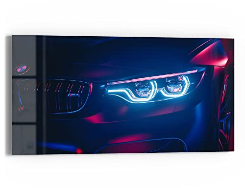 DEQORI Glasbild Echtglas | Motiv BWM Frontal Nahaufnahme | horizontal einteilig 60x30 cm | schöne Dekoration | Wandbild für Wohnzimmer, Schlafzimmer, Flur & Küche | moderne Wanddeko