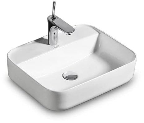 Rea Aufsatzwaschbecken Martina weiß, Waschtisch Handwaschbecken Waschschale Waschbecken für Badezimmer aus hochwertiger Keramik, 515 x 410 x 130 mm (weiß)