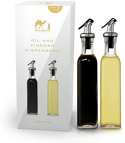 Silk Route Home Oil & Vinegar Dispenser Set of 2 – 500ml Glass Bottles