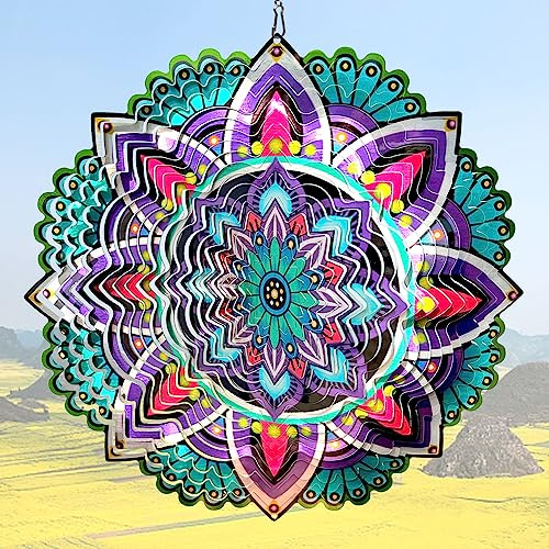 Aoedelyart Mandala-Windspiel mit Pfauenmotiv, violetter Stern, für Hof und Garten, 30.5 cm Windspiel für Außen- und Innendekorationen, Unisex-Geschenk für alle Arten von Festivals.