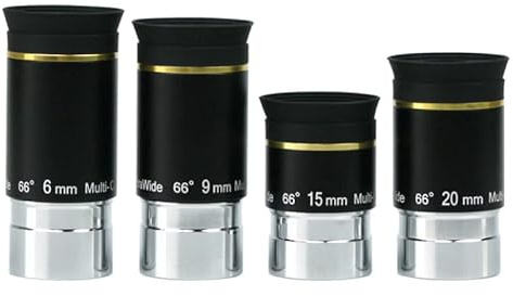 XCCYG 3,2 cm Teleskop Okular Objektiv Set Weitwinkel 6 mm 9 mm 15 mm 20 mm Teleskop Zubehör 4 Stück für Astro-Teleskop