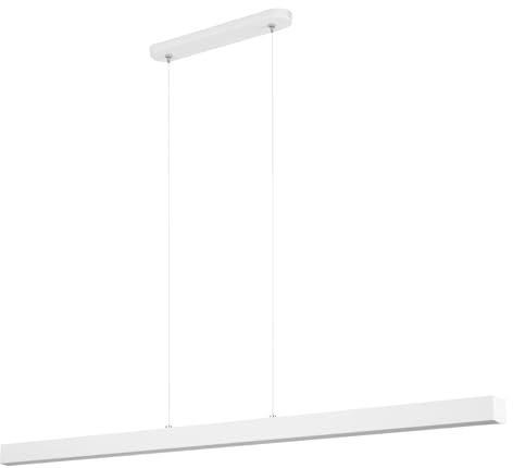 alfalux Lampe LED Hängelampe aus Metall Wohnzimmer Esszimmerlampe Hängeleuchte Pendelleuchte Esstischlampe Hängeleuchten & Pendelleuchten Höhenverstellbar Warmweißes Licht 116 cm WI116LED-3K-WEIß