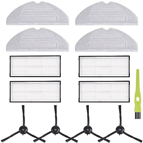 Auberaler 12 Stück Zubehör Set kompatibel mit Roborock S8 Pro Ultra Staubsauger Ersatzteile (4 Seiten bürsten, 4 HEPA Filter, 4 Mop Wischtücher)