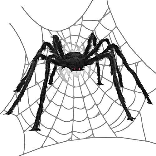 WOTEG Halloween-Spinnen-Außendekorationen, Haariges Spinnen-Set für den Außenbereich, Gruselige gefälschte riesige Spinnen-Requisiten, gruselige Spinnen-Requisiten-Dekoration für Spukhaus