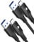 CONMDEX USB C Câble [2Pack,2M] Type C Câble Android Auto 3.1 Gen2 USB A à C 3.1A Charge rapide Câble de transfert de données 10Gbit/s pour Samsung Galaxy S23 S22 S21 Note 20 Pixel 7 Pro Noir