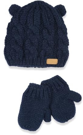 Chicco, Set mit Mütze und Handschuhen aus Baumwollstrick, Winteraccessoires für Neugeborene und Babys, Designed in Italy