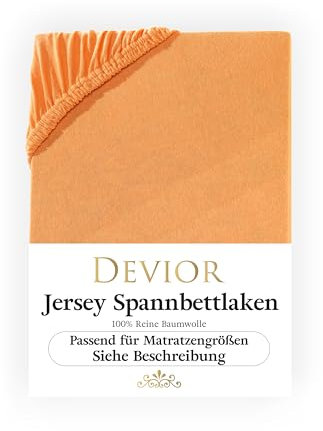 Devior Jersey Spannbettlaken 90x200cm - 100x200cm, 100% Baumwolle, Matratzenhöhe bis 22cm, Orange – 135 g/m² Anti-Statisches, atmungsaktives Bettlaken mit Einlaufschutz, Matratzenbezug Orange