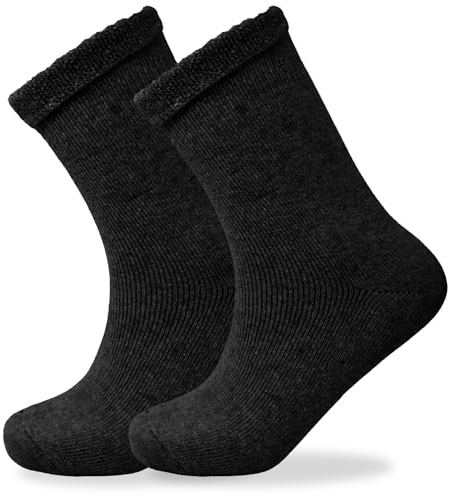 1 Pair Mens Diabetic Merino Wool Socks Super Soft Loose Top Winter Thermal Bed Socks UK Size 6-11 (UK, Numeric, 6, 11, Regular, Regular, Black)
