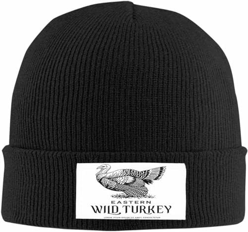 Diari Warme Wintermütze und stilvolle schwarze Strickmütze für Damen und Herren, Fantasy-Einhorn-Regenbogen, minimalistische Beanies Cap, 2681a-eastern Wild Turkey Beanie Mütze Cap, One size