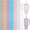 NiHome 18 Glitzer Plastikstrohhalme für Stanley 40oz Tumbler, wiederverwendbar mit 2 Reinigungsbürsten - Langlebiges PETG, BPA-frei, kompatibel mit Stanley 20/30/40 oz