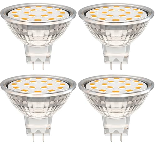 AGOTD GU4 MR11 LED Lampen, 3W 12V Warmweiß Reflektor LED Spot ersetzt 20W 30W 36W Halogenlampen, 3000K 120Grad Reflektorlampe, Nicht Dimmbar, 4er Pack