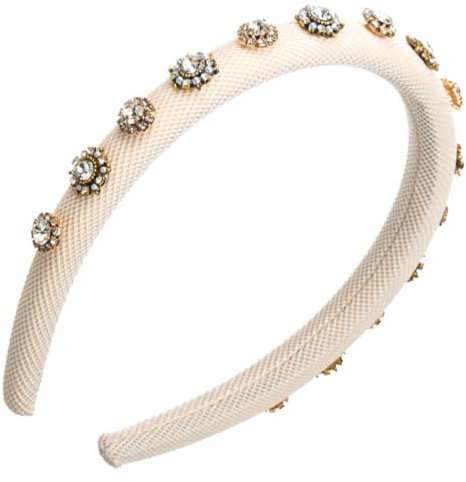 scicent Stirnband Glitzer Haarreif Damen Verziert Strass Haarreifen Schwamm Haarband Gepolstert Stirnbänder für Frauen Mädchen Geburtstagsgeschenk Hochzeit Braut Haarschmuck(Weiß)- 27022