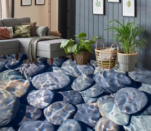 Autocollant De Sol Étanche Pierre grise 3D, 250 * 175cm Sol Papier Peint Peintures Murales Auto-Adhésif Amovible Cuisine Bain Sol Étanche Tapis Tapis Impression Époxy