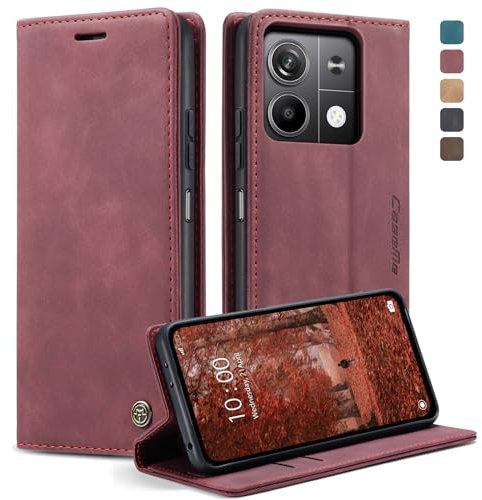 Phernykas Coque pour Xiaomi Redmi Note 13 5G(Pas pour 4G) Étui Wallet Cover, Housse Flip en Cuir Premium PU Portefeuille Case, [Fentes pour Cartes] [Magnétique] [Antichoc] [Kickstand] Housse, Rouge