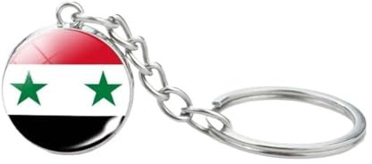 JRZEOCI Schlüsselanhänger Für Damen Und Herren – Schlüsselanhänger Mit Syrischer Nationalflagge, Glaskugel-Anhänger, Schlüsselanhänger, Auto-/Taschen-Schlüsselhalter, Schmuckzu