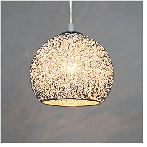 Modern Pendelleuchte Einkopf-Kugel-Deckenleuchte, moderner runder Kugel-Silber-Kronleuchter, E27-LED-Pendelbeleuchtung for Innen-Esszimmer, Bar, Küche, Insel, Schlafzimmer, Nachttischdekoration, Hänge