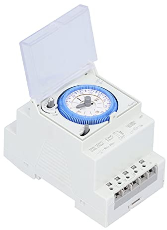 Minuterie Mécanique Robuste, Interrupteur Horaire sur Rail DIN AC110-220 V, Module Programmable 8 Programmes 24h/48 Semaines, Matériau ABS, Précision du Temps jusqu'à 1 seconde/jour
