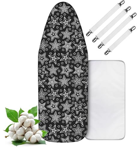LaFleurs Housse Table à Repasser 120x45 pour Centrale Vapeur I 4 Tailles I 3 Couches: 100% Coton, Éponges et Feutre de Polyester I pour 120-125cm x 38-45cm Planche a Repasser, Repassage Rapide, L